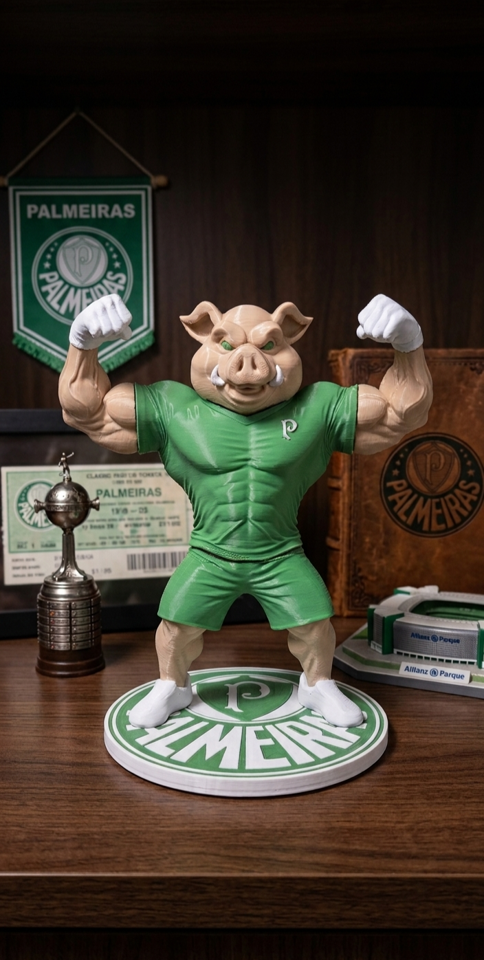 Mascote Palmeiras 3D - Porco 23 cm 