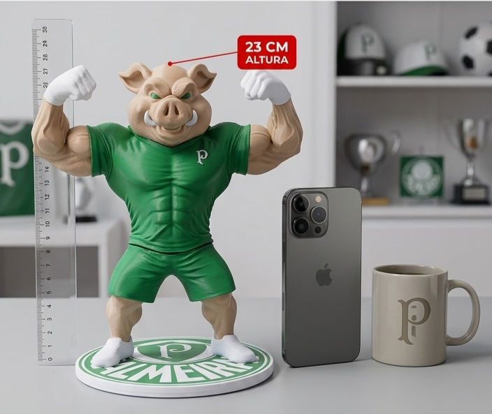 Mascote Palmeiras 3D - Porco 23 cm 